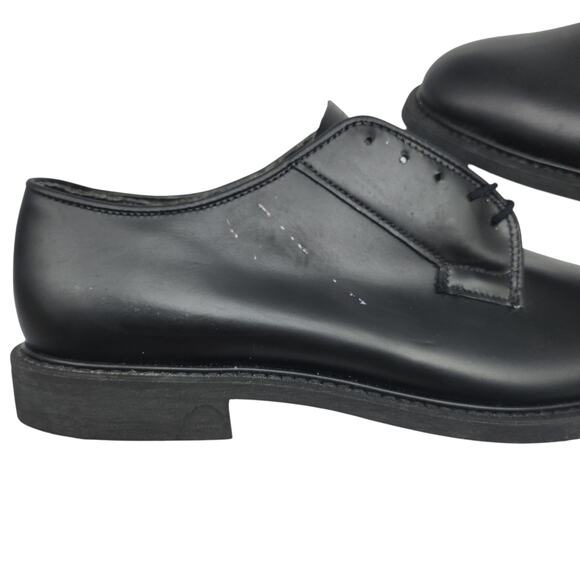 Bates Shoes Mens 11 Black Dress Military Low Tops Satin Matte Vibram Heeled - Picture 11 of 13